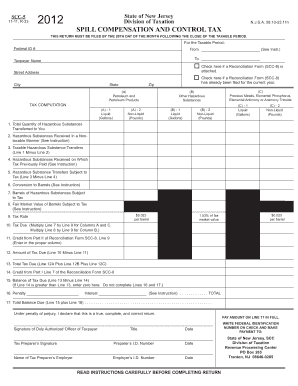 New Jersey Spill Compensation and Control Tax Return