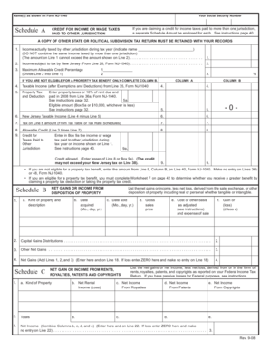 New Jersey Schedule A Form NJ-1040
