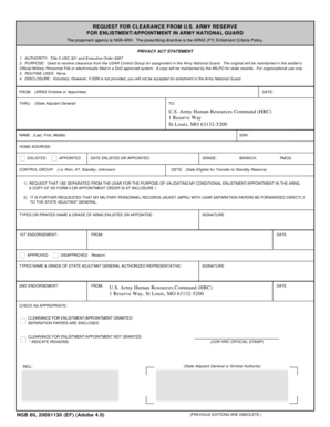 US Army Reserve Clearance Request