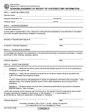 Illinois Hysterectomy Information Acknowledgment Form