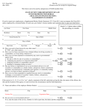 N.Y. Form M-2 Salesperson Statement