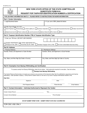 New York State Substitute Form W-9