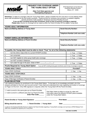 Young Adult Option Coverage Request Form