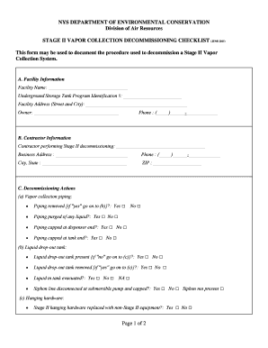 Stage II Vapor Collection Decommissioning Checklist (PDF, 52 - dec ny