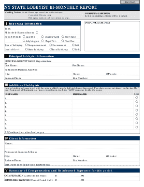 NY State Lobbyist Bi-Monthly Report