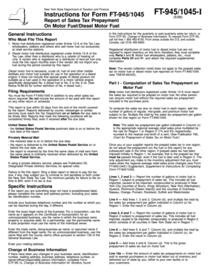 New York State Sales Tax Prepayment Form FT-945/1045