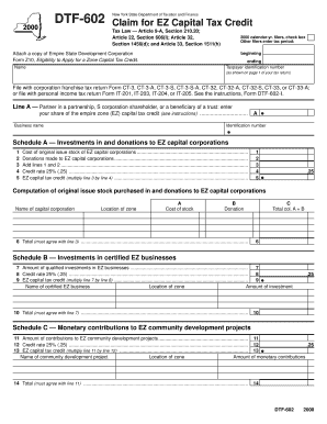 New York EZ Capital Tax Credit Claim Form