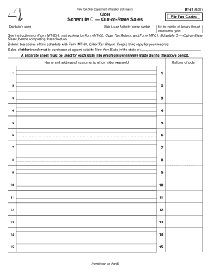 New York Cider Tax Return Schedule