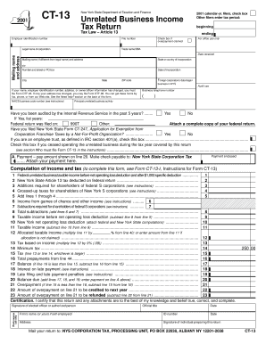 Form CT-13: 2001 , Unrelated Business Income Tax Return, CT13 - tax ny