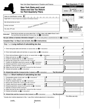 New York State Sales and Use Tax Return Form ST-809