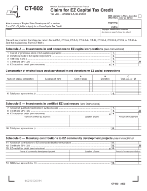 New York EZ Capital Tax Credit Claim Form