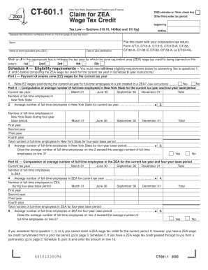 New York ZEA Wage Tax Credit Form CT-601.1