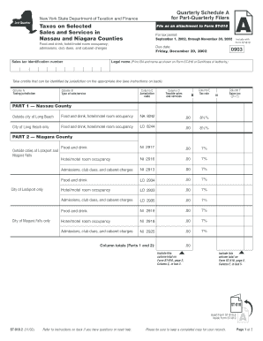 New York Quarterly Schedule A