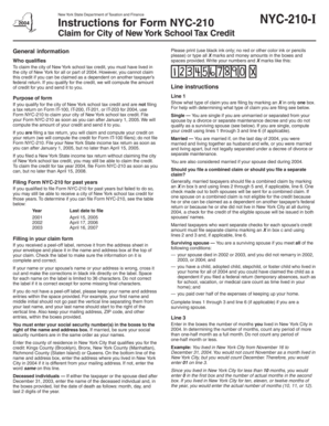 New York City School Tax Credit Form NYC-210