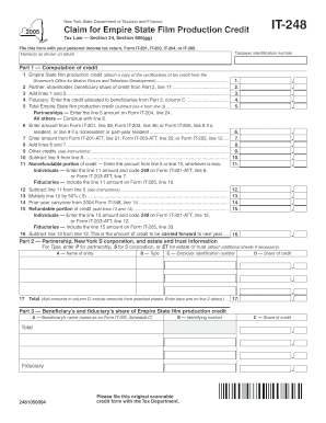 New York Empire State Film Production Credit Form IT-248