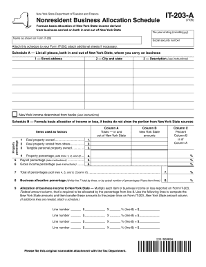 New York State Nonresident Business Allocation Schedule
