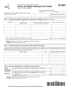 New York Clean Heating Fuel Credit Form IT-241