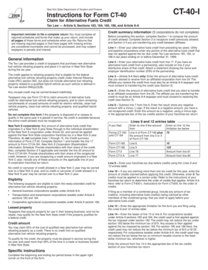 New York Alternative Fuels Credit Form CT-40