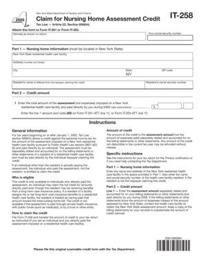 New York State Nursing Home Assessment Credit Form IT-258