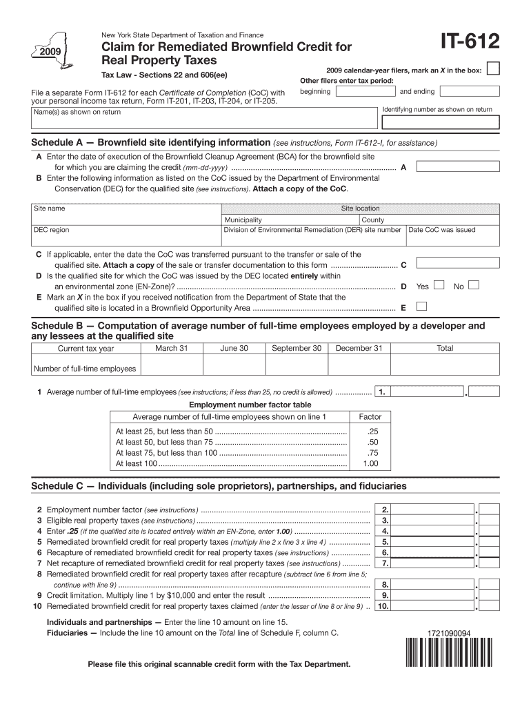 New York State Department of Taxation and Finance Claim for Remediated Brownfield Credit for Real Pr Preview on Page 1