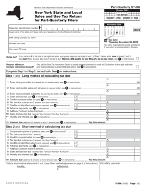 New York State Sales Tax Return Form ST-809