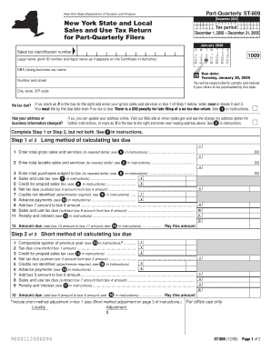 New York State Sales Tax Return Form ST-809