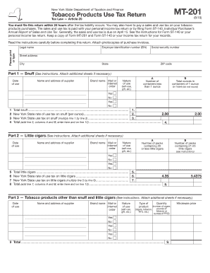 New York State Tobacco Products Use Tax Return