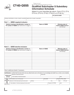 New York QSSS Information Schedule