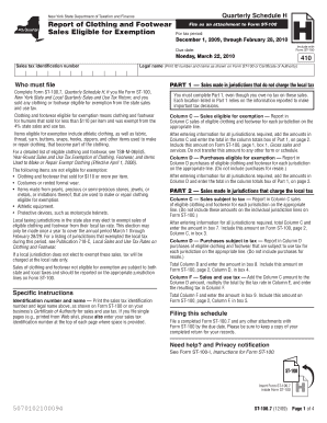 New York State Quarterly Schedule H