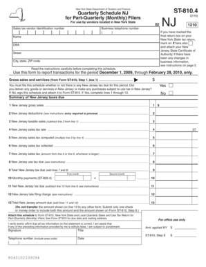 New York State Quarterly Schedule NJ ST-810.4