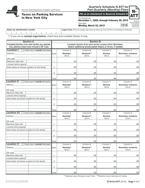 New York State Quarterly Schedule N-ATT for Parking Services