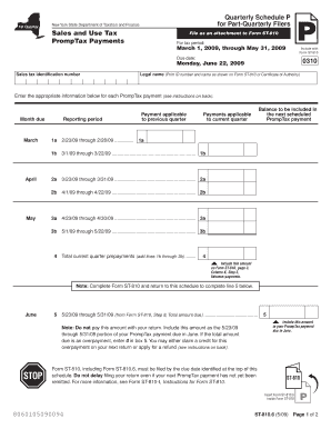 New York Quarterly Schedule P