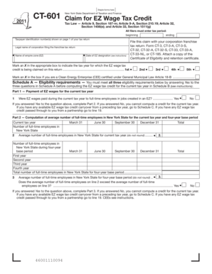 New York State EZ Wage Tax Credit Claim Form CT-601