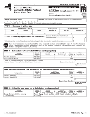 New York Quarterly Schedule FR
