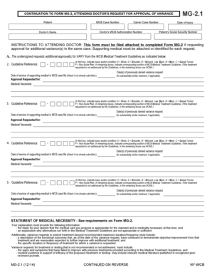 Attending Doctor's Request for Approval of Variance MG-2.1