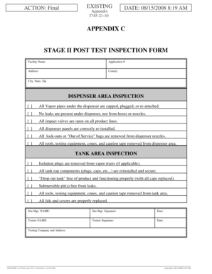 Stage II Post Test Inspection Form