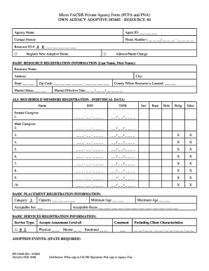 Adoptive Home Registration Form JFS 01648