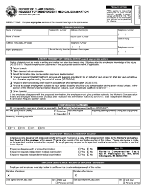 Indiana Worker's Compensation Claim Form