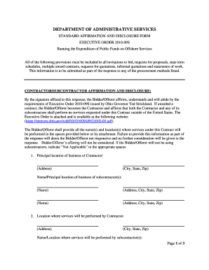 Ohio Contractor Affirmation Form