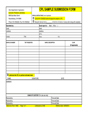 Ohio CPL Sample Submission Form