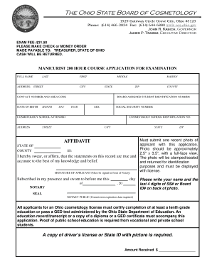 Ohio Manicurist Exam Application
