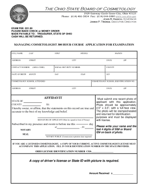 Ohio Cosmetology Exam Application