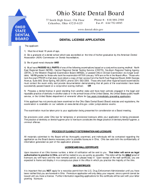 Ohio Dental License Application