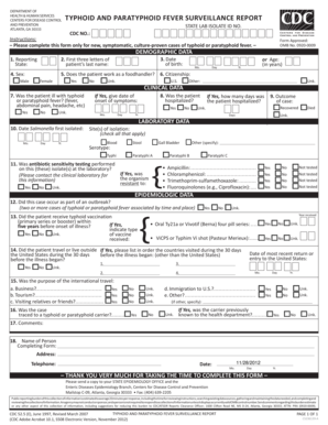 Typhoid and Paratyphoid Fever Surveillance Report