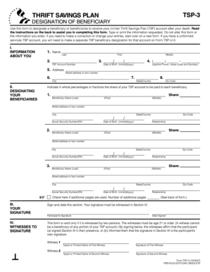 TSP-3 Designation of Beneficiary Form
