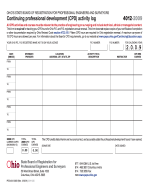 Ohio CPD Activity Log Form