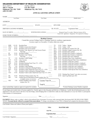 Oklahoma Annual License Application