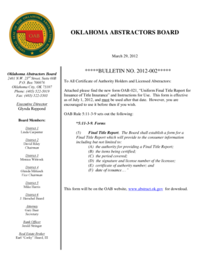 Oklahoma Uniform Final Title Report