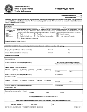 Oklahoma Vendor/Payee Form