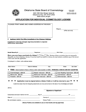 Oklahoma Cosmetology License Application